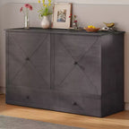 Mjkone Murphy Bed Queen,Cube Cabinet Chest Bed with Charging Station&Storage Space