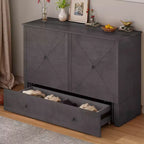 Mjkone Murphy Bed Queen,Cube Cabinet Chest Bed with Charging Station&Storage Space