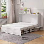 Mjkone Murphy Bed Queen,Cube Cabinet Chest Bed with Charging Station&Storage Space