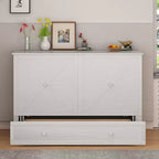 Mjkone Murphy Bed Queen,Cube Cabinet Chest Bed with Charging Station&Storage Space