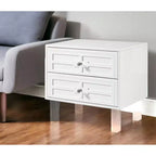 24 And Clear Wood And Acrylic End Table With Two Drawers