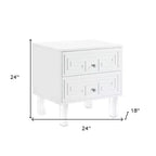 24 And Clear Wood And Acrylic End Table With Two Drawers