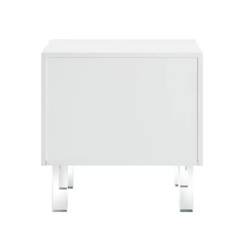 24 And Clear Wood And Acrylic End Table With Two Drawers