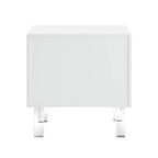24 And Clear Wood And Acrylic End Table With Two Drawers