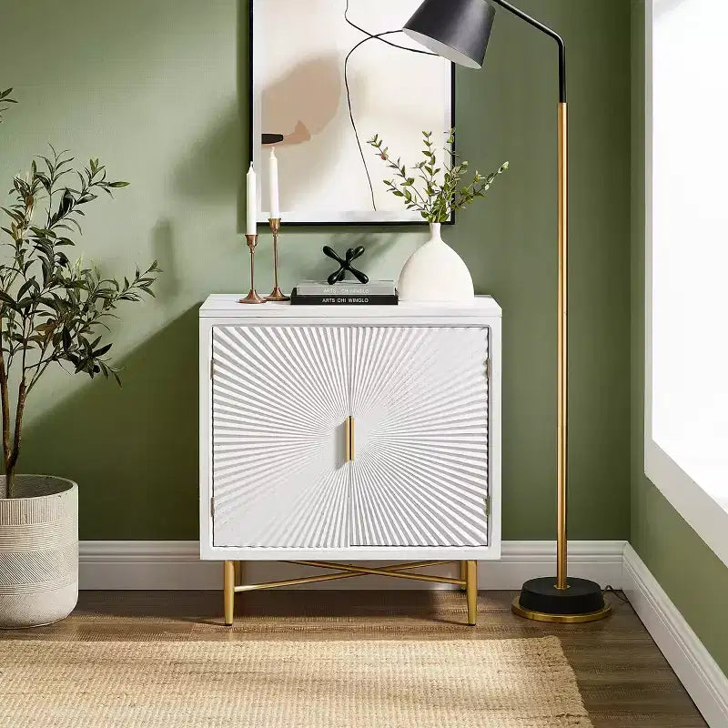 Art Leon Modern Wood Cabinet Sideboard with Textured Door Decoration