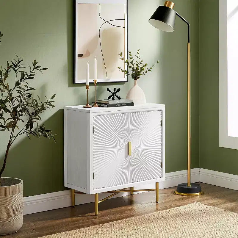 Art Leon Modern Wood Cabinet Sideboard with Textured Door Decoration