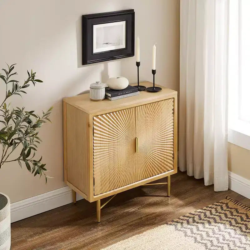 Art Leon Modern Wood Cabinet Sideboard with Textured Door Decoration