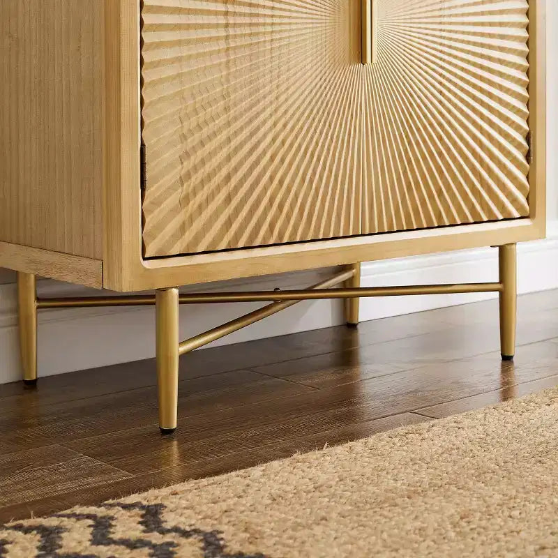 Art Leon Modern Wood Cabinet Sideboard with Textured Door Decoration