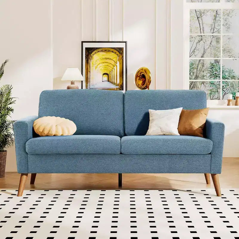Dyonery 68 Sofa Fabric Couch Comfy Loveseat with Spring Cushion Solid Wood , Modern Deep Seat