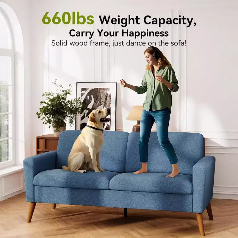 Dyonery 68 Sofa Fabric Couch Comfy Loveseat with Spring Cushion Solid Wood , Modern Deep Seat