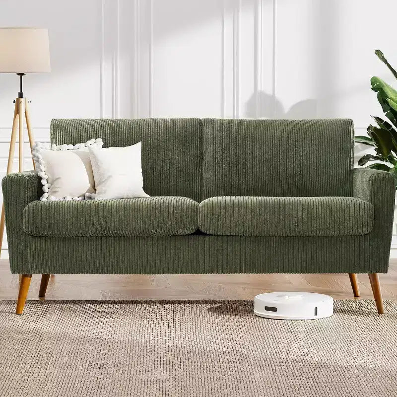 Dyonery 68 Sofa Fabric Couch Comfy Loveseat with Spring Cushion Solid Wood , Modern Deep Seat