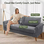 Dyonery 68 Sofa Fabric Couch Comfy Loveseat with Spring Cushion Solid Wood , Modern Deep Seat