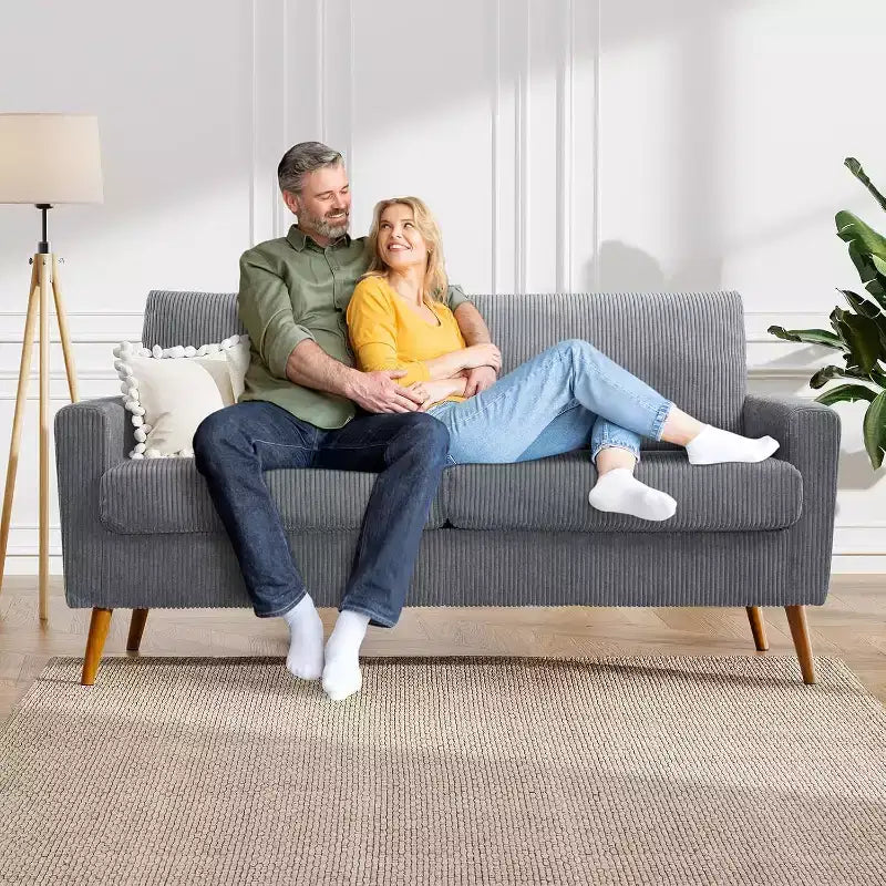 Dyonery 68 Sofa Fabric Couch Comfy Loveseat with Spring Cushion Solid Wood , Modern Deep Seat