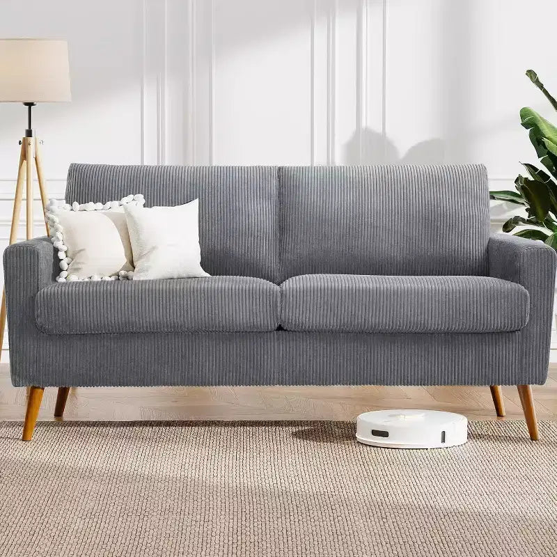 Dyonery 68 Sofa Fabric Couch Comfy Loveseat with Spring Cushion Solid Wood , Modern Deep Seat