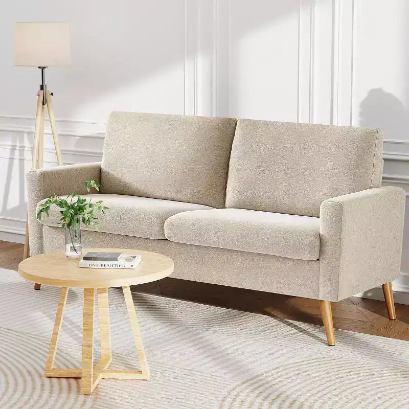 Dyonery 68 Sofa Fabric Couch Comfy Loveseat with Spring Cushion Solid Wood , Modern Deep Seat