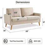 Dyonery 68 Sofa Fabric Couch Comfy Loveseat with Spring Cushion Solid Wood , Modern Deep Seat