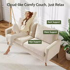 Dyonery 68 Sofa Fabric Couch Comfy Loveseat with Spring Cushion Solid Wood , Modern Deep Seat