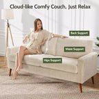 Dyonery 68 Sofa Fabric Couch Comfy Loveseat with Spring Cushion Solid Wood , Modern Deep Seat