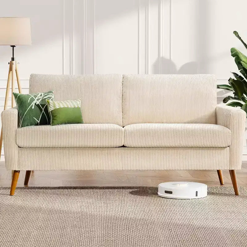 Dyonery 68 Sofa Fabric Couch Comfy Loveseat with Spring Cushion Solid Wood , Modern Deep Seat