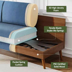 Dyonery 68 Sofa Fabric Couch Comfy Loveseat with Spring Cushion Solid Wood , Modern Deep Seat