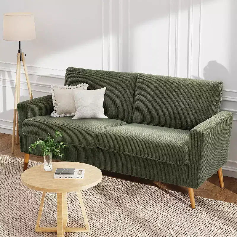 Dyonery 68 Sofa Fabric Couch Comfy Loveseat with Spring Cushion Solid Wood , Modern Deep Seat