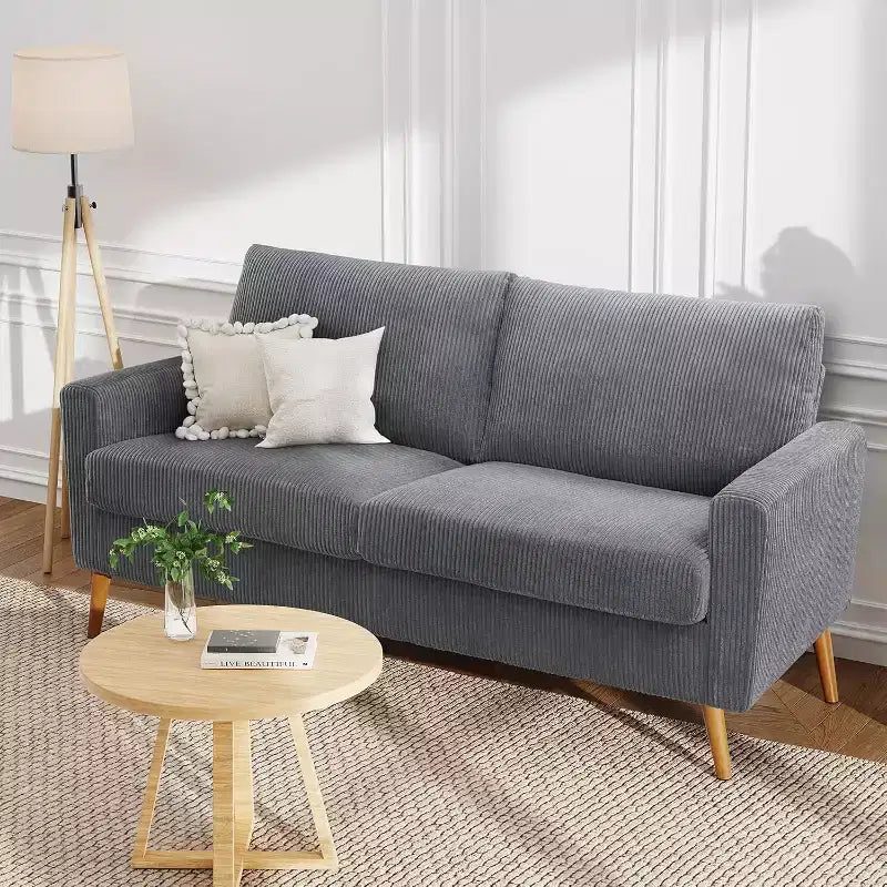 Dyonery 68 Sofa Fabric Couch Comfy Loveseat with Spring Cushion Solid Wood , Modern Deep Seat