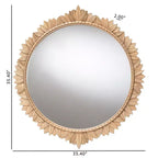 Baxton Studio Caitlin Antique Gold Finished Wood Round Accent Wall Mirror with Carved Leaf Border