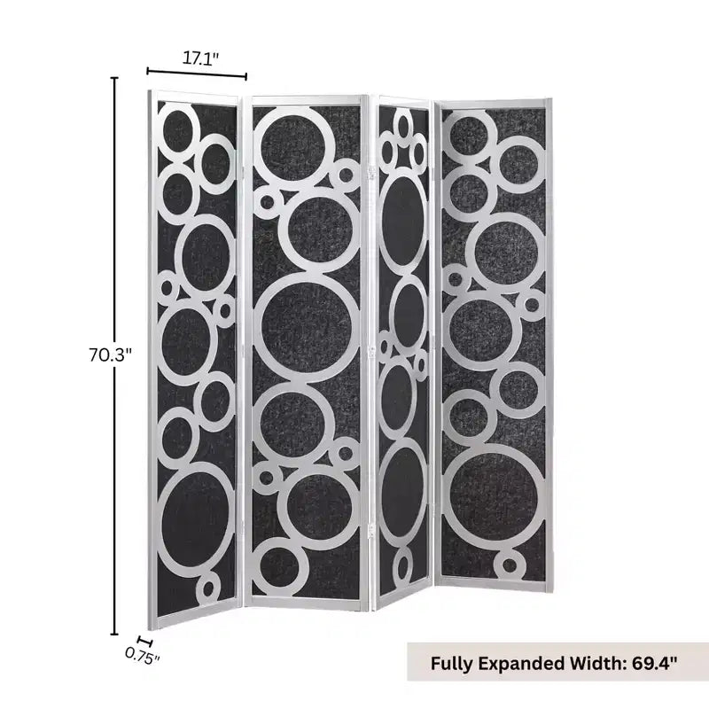 Roundhill Furniture Tavari 4-Panel Room Divider, Decorative Folding Freestanding Privacy Screen