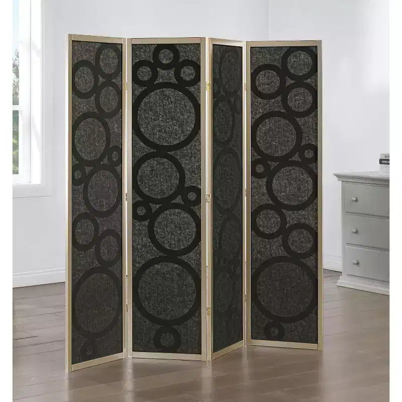 Roundhill Furniture Tavari 4-Panel Room Divider, Decorative Folding Freestanding Privacy Screen