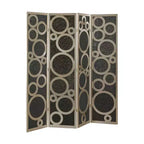 Roundhill Furniture Tavari 4-Panel Room Divider, Decorative Folding Freestanding Privacy Screen