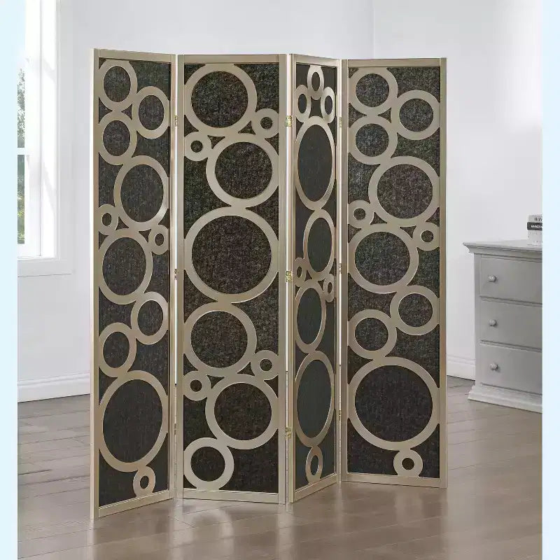 Roundhill Furniture Tavari 4-Panel Room Divider, Decorative Folding Freestanding Privacy Screen
