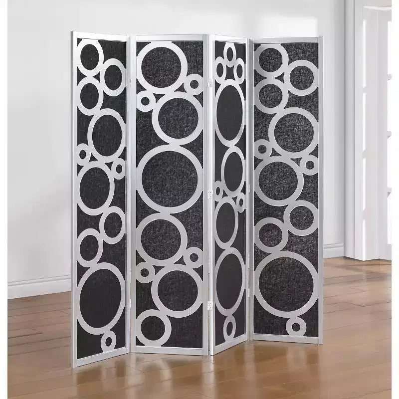 Roundhill Furniture Tavari 4-Panel Room Divider, Decorative Folding Freestanding Privacy Screen