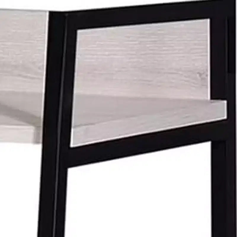HomeRoots 37 Natural and Black Metal Three Tier Ladder Bookcase