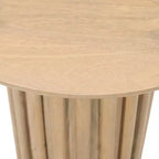 Royal Hampton Side End Table with 20 Inch Round Top and Fluted Base, Mango Wood Construction