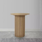 Royal Hampton Side End Table with 20 Inch Round Top and Fluted Base, Mango Wood Construction