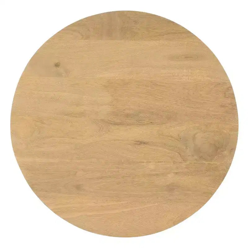Royal Hampton Side End Table with 20 Inch Round Top and Fluted Base, Mango Wood Construction