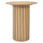 Royal Hampton Side End Table with 20 Inch Round Top and Fluted Base, Mango Wood Construction