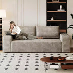 63 Inch 2 Setaser Sofa Corduroy Fabric Deep Seat Couches Comfy Loveseat Sofa No Assembly Camel