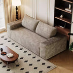 63 Inch 2 Setaser Sofa Corduroy Fabric Deep Seat Couches Comfy Loveseat Sofa No Assembly Camel
