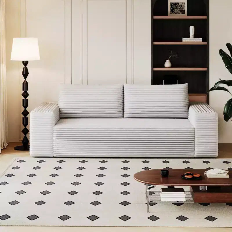 63 Inch 2 Setaser Sofa Corduroy Fabric Deep Seat Couches Comfy Loveseat Sofa No Assembly Camel