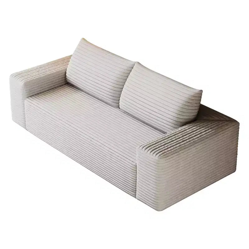 63 Inch 2 Setaser Sofa Corduroy Fabric Deep Seat Couches Comfy Loveseat Sofa No Assembly Camel