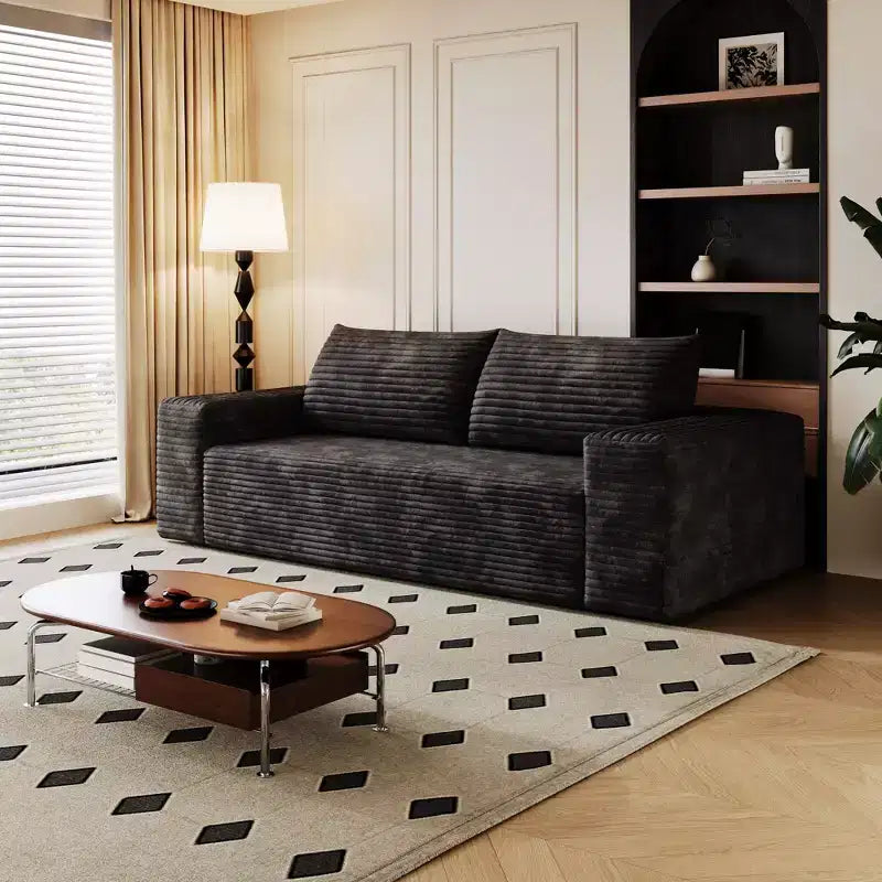 63 Inch 2 Setaser Sofa Corduroy Fabric Deep Seat Couches Comfy Loveseat Sofa No Assembly Camel