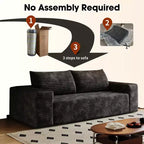 63 Inch 2 Setaser Sofa Corduroy Fabric Deep Seat Couches Comfy Loveseat Sofa No Assembly Camel