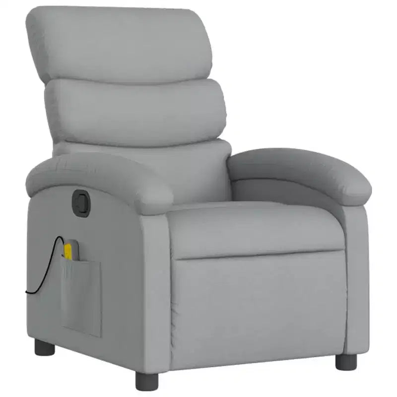 vidaXL Massage Recliner Chair-Manual Adjustable, Light Gray Fabric, Vibration Massage, USB-Powered, Side Pocket, Padded Armchair