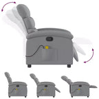 vidaXL Massage Recliner Chair-Manual Adjustable, Light Gray Fabric, Vibration Massage, USB-Powered, Side Pocket, Padded Armchair