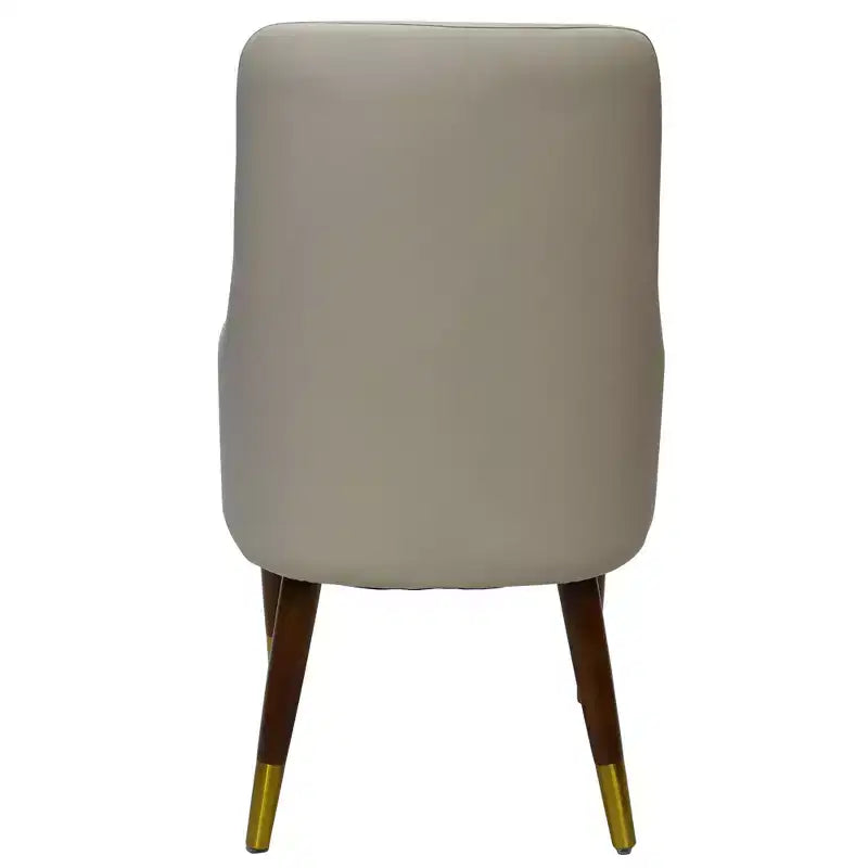 LeisureMod Viva Dining Armchair in Leather Upholstery with Gold Accent Wood Legs for Modern Kitchen and Home, Set of 2