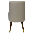 LeisureMod Viva Dining Armchair in Leather Upholstery with Gold Accent Wood Legs for Modern Kitchen and Home, Set of 2