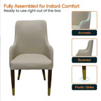 LeisureMod Viva Dining Armchair in Leather Upholstery with Gold Accent Wood Legs for Modern Kitchen and Home, Set of 2
