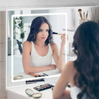 WAYES Vanity Desk with LED Mirror, 3-Foot White Makeup Table for Bedroom, Storage Drawers, and Shelves, White Finish