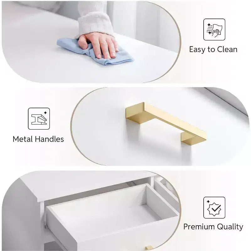 WAYES Vanity Desk with LED Mirror, 3-Foot White Makeup Table for Bedroom, Storage Drawers, and Shelves, White Finish